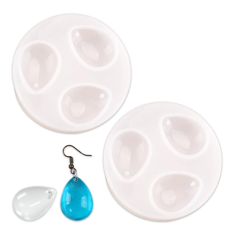 Comidox 2Pcs Silicone Pendant Water Drop Gem Mold Resin Casting Pendant Tool with Hole - Image 1